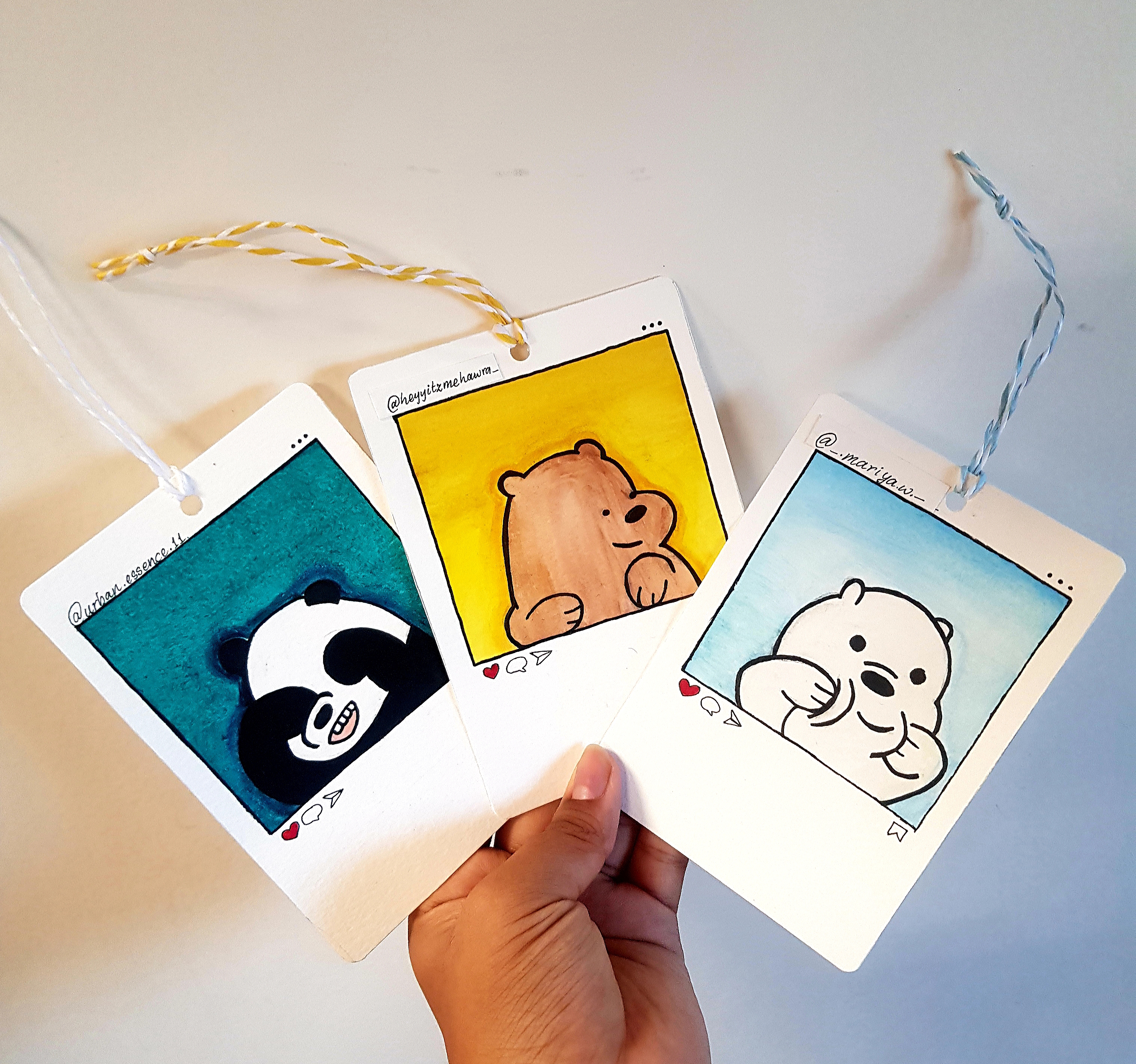 Bear Buddy Bookmarks – Hand-Painted Insta Tags (Set of 3)