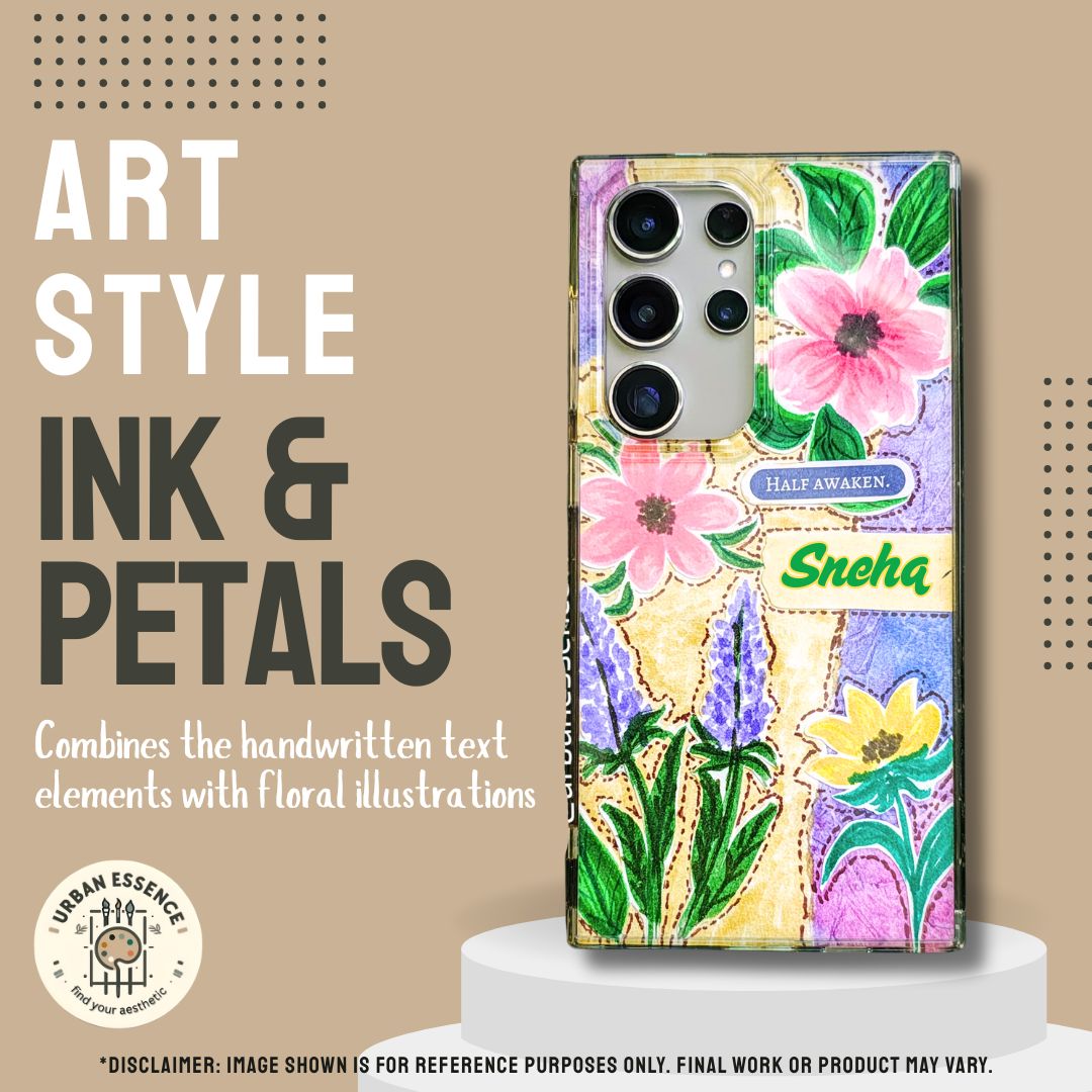 Floral Mobile back insert Compatible with Transparent phone case