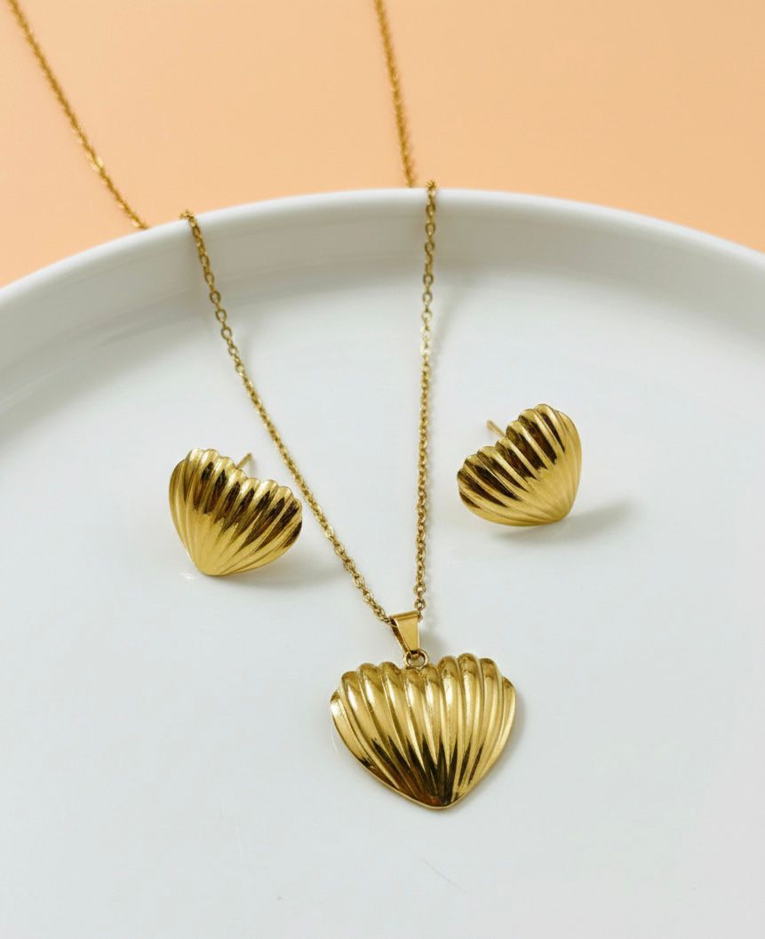 Set de joyería corazón concha