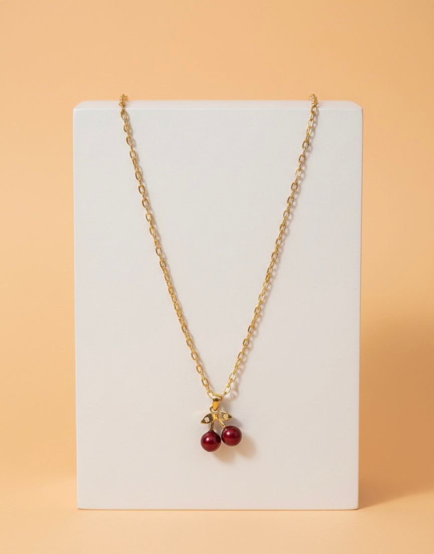 Collar cereza dorado