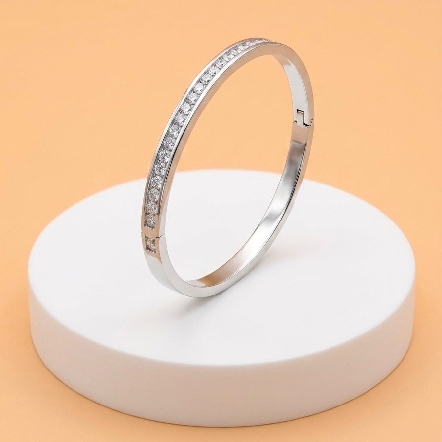 Brazalete de plata con circonias