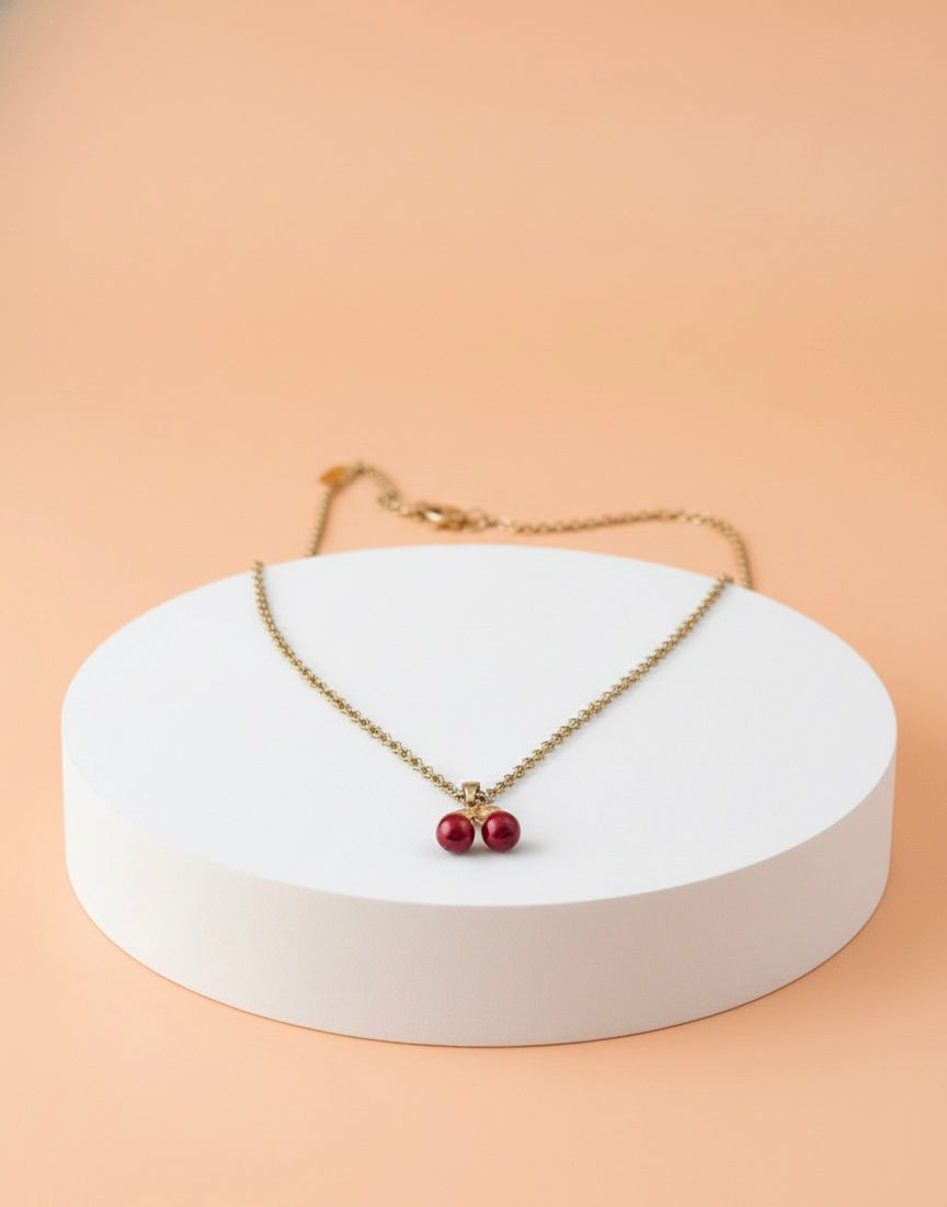 Collar cereza dorado