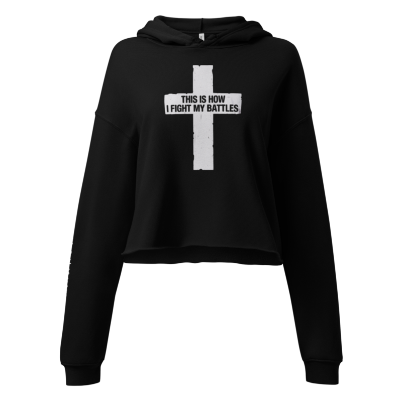 MY BATTLES CROP HOODIE
