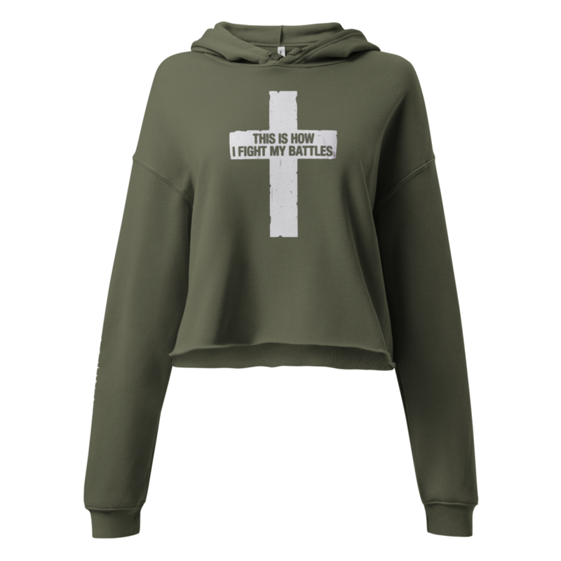 MY BATTLES CROP HOODIE