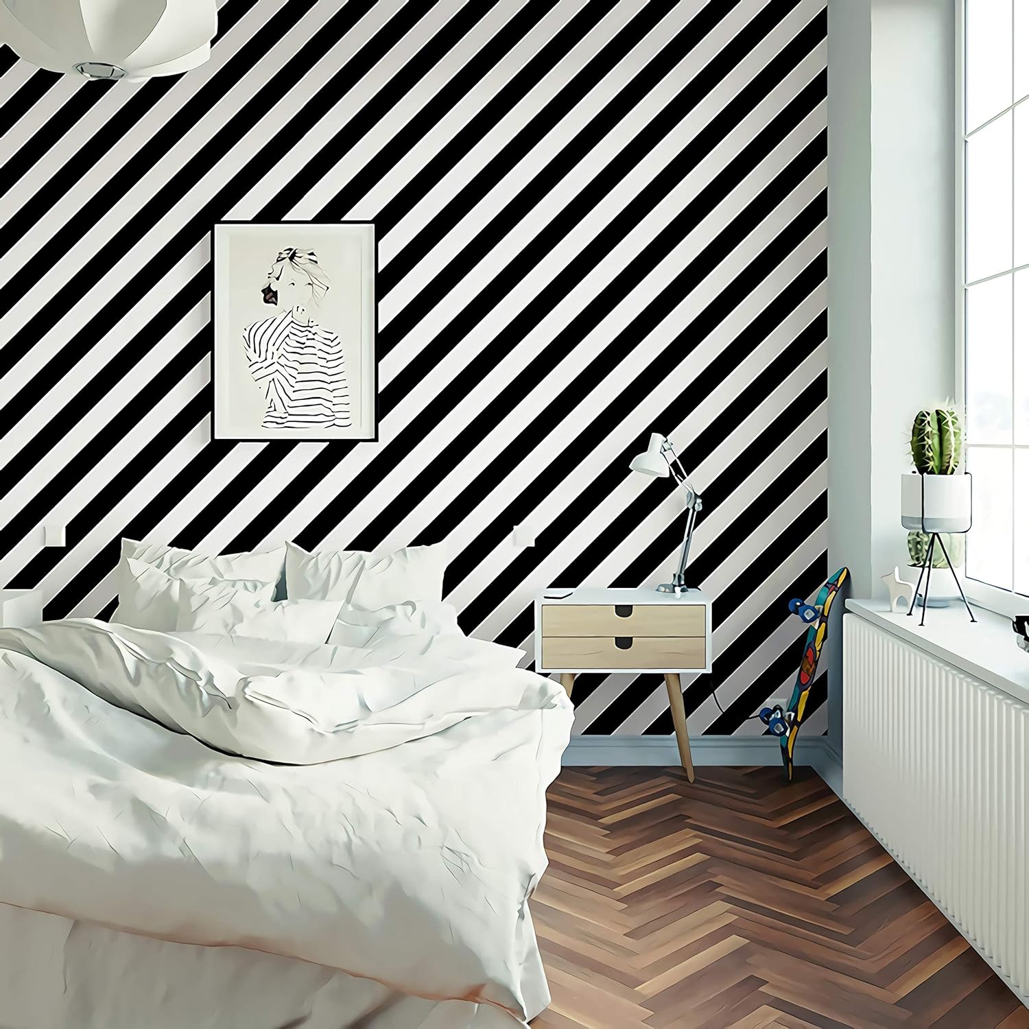 Self-adhesive striped wallpaper