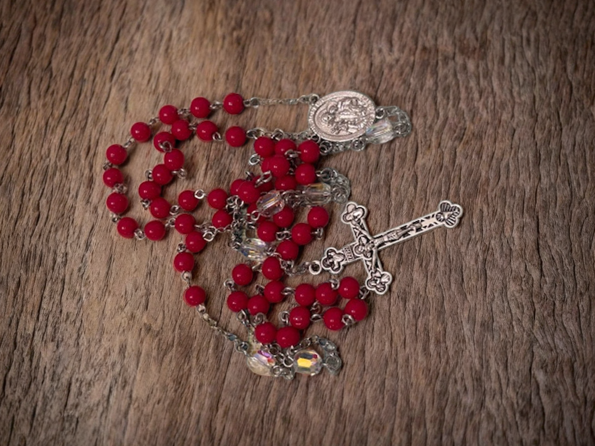 Red Coral Stone Rosary