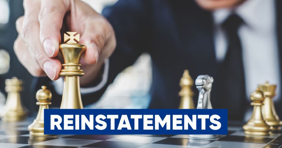 Entity Reinstatements