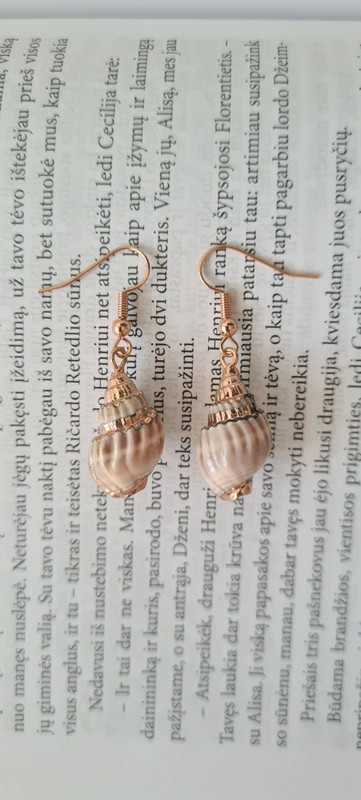 Auskarai su natūralia kriaukle