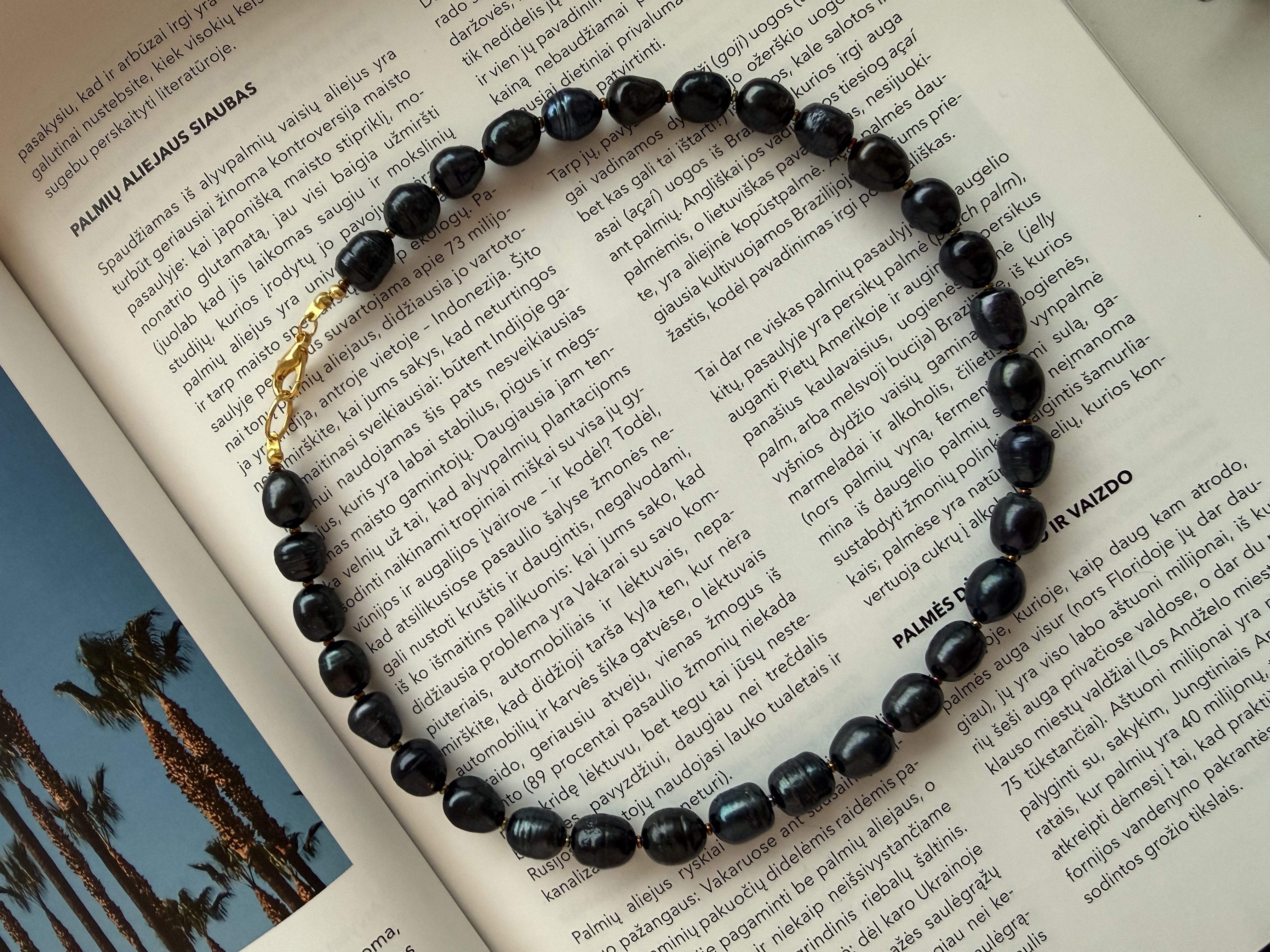 Tamsių gėlavandenių perlų vėrinys