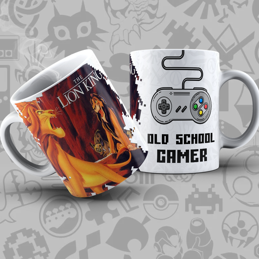 Caneca Old School Gamer Rei Leão