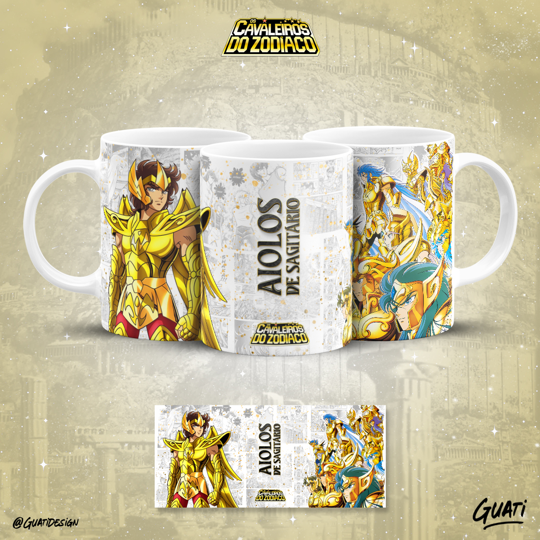 Caneca Cavaleiros do Zodíaco Aiolos de Sagitário