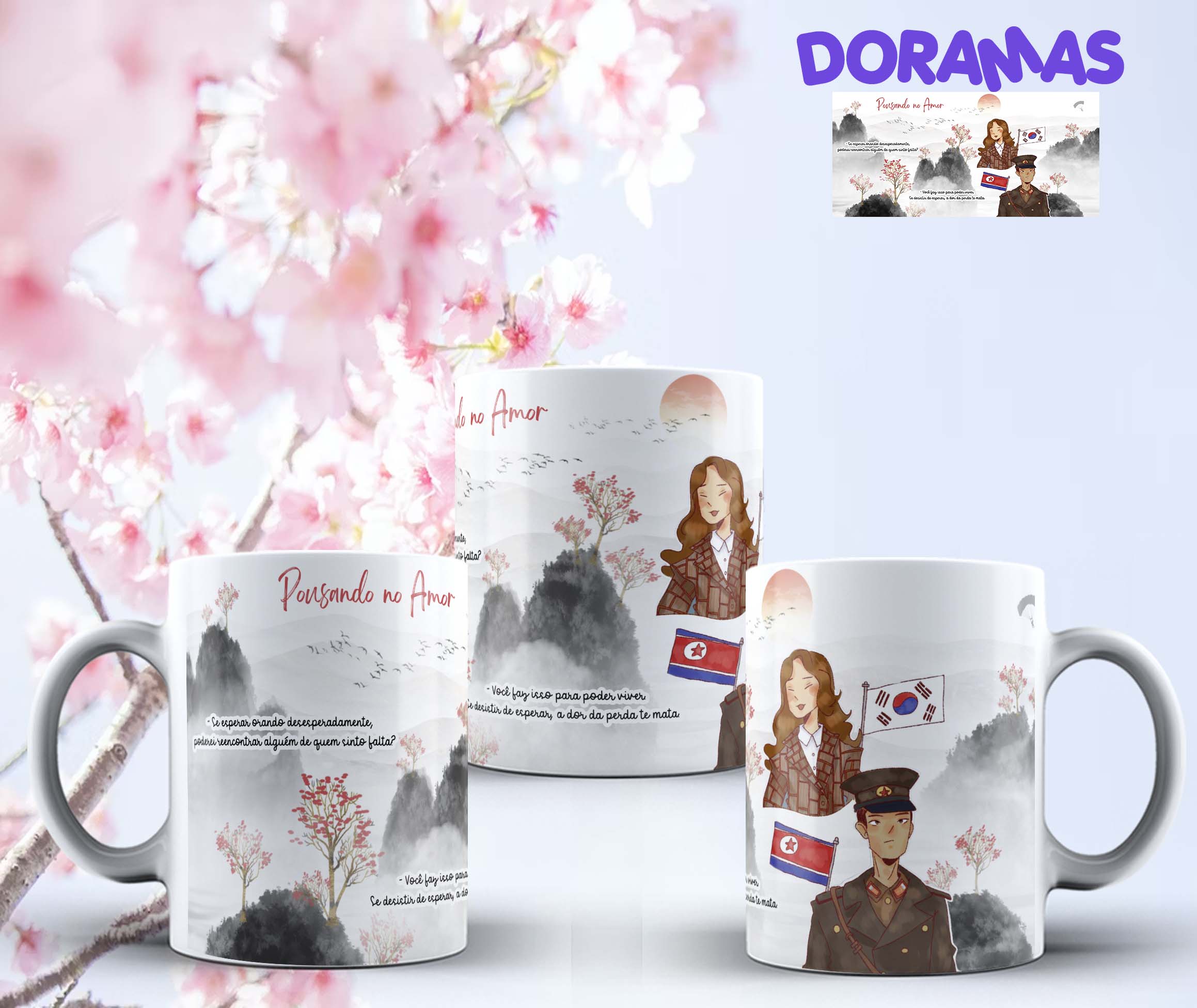 Caneca Doramas 'Pousando no Amor'