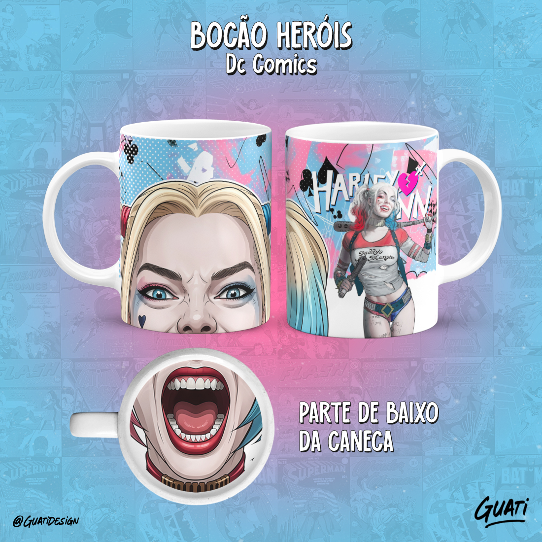 Caneca Bocão Heróis Harley Quinn