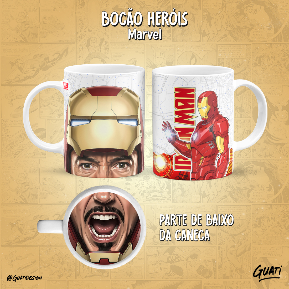 Caneca Bocão Heróis Iron Man Marvel