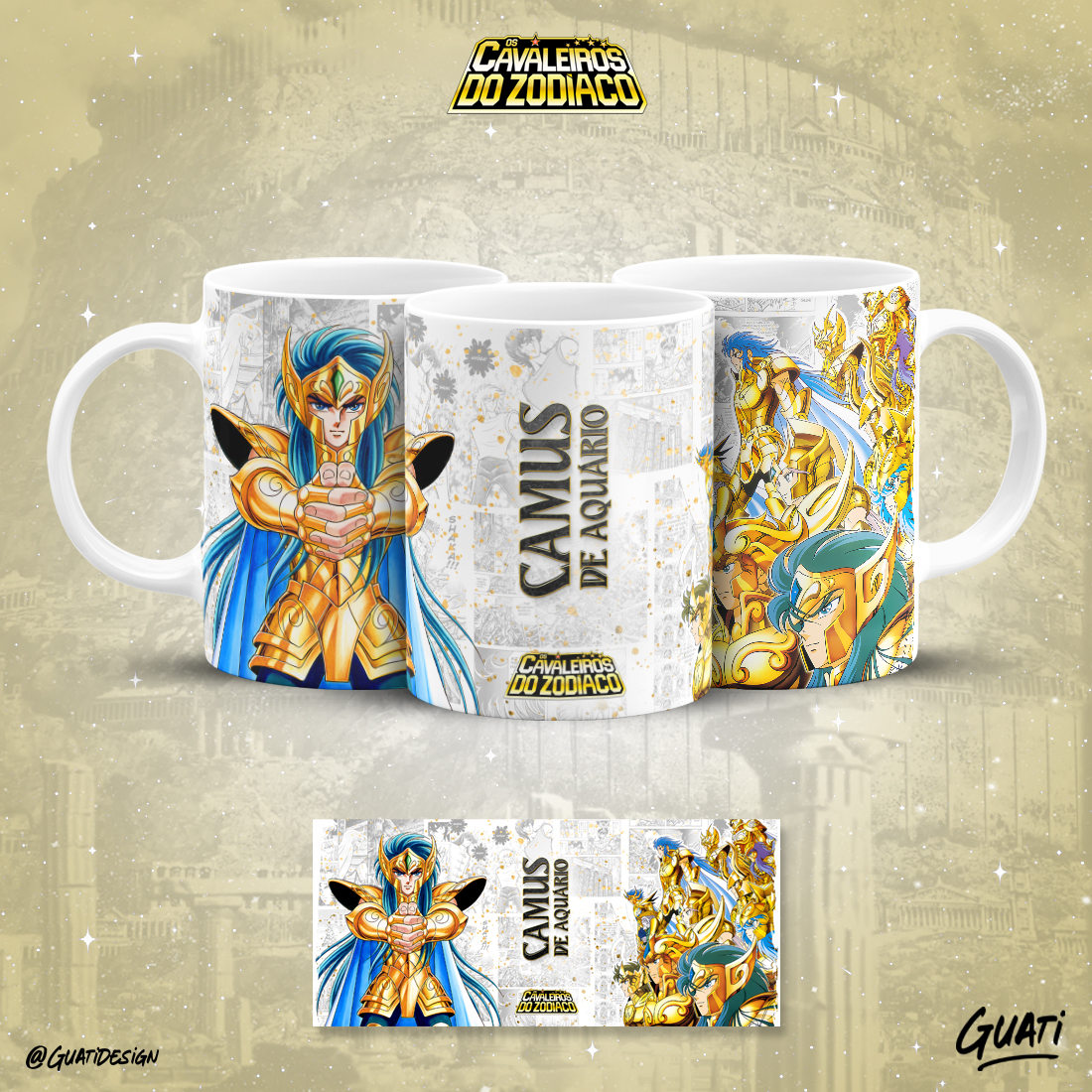 Caneca Cavaleiros do Zodíaco Camus de Aquário