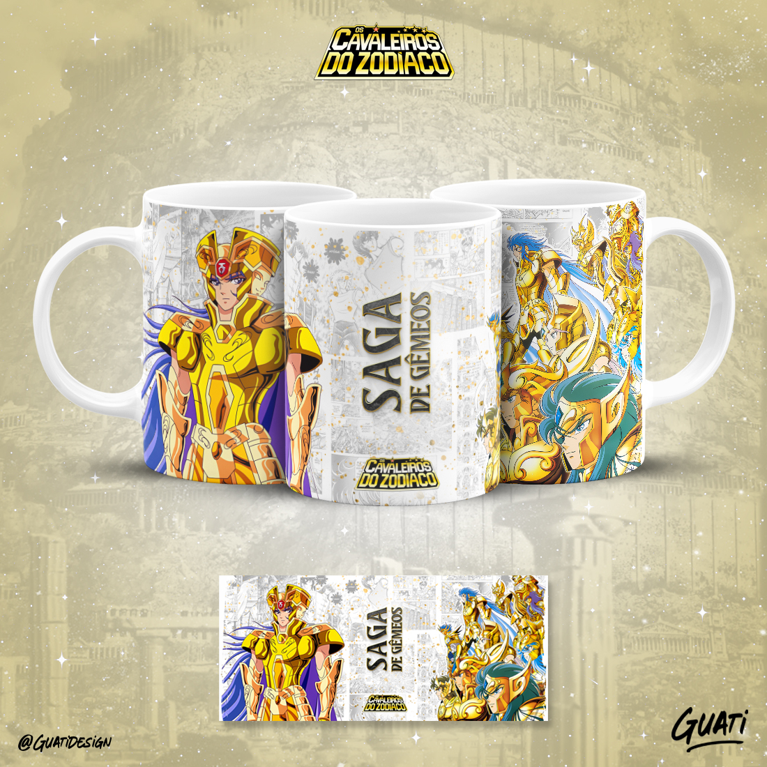 Caneca Cavaleiros do Zodíaco Saga de Gêmeos