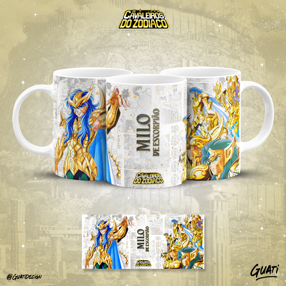 Caneca Cavaleiros do Zodíaco Milo de Escorpião