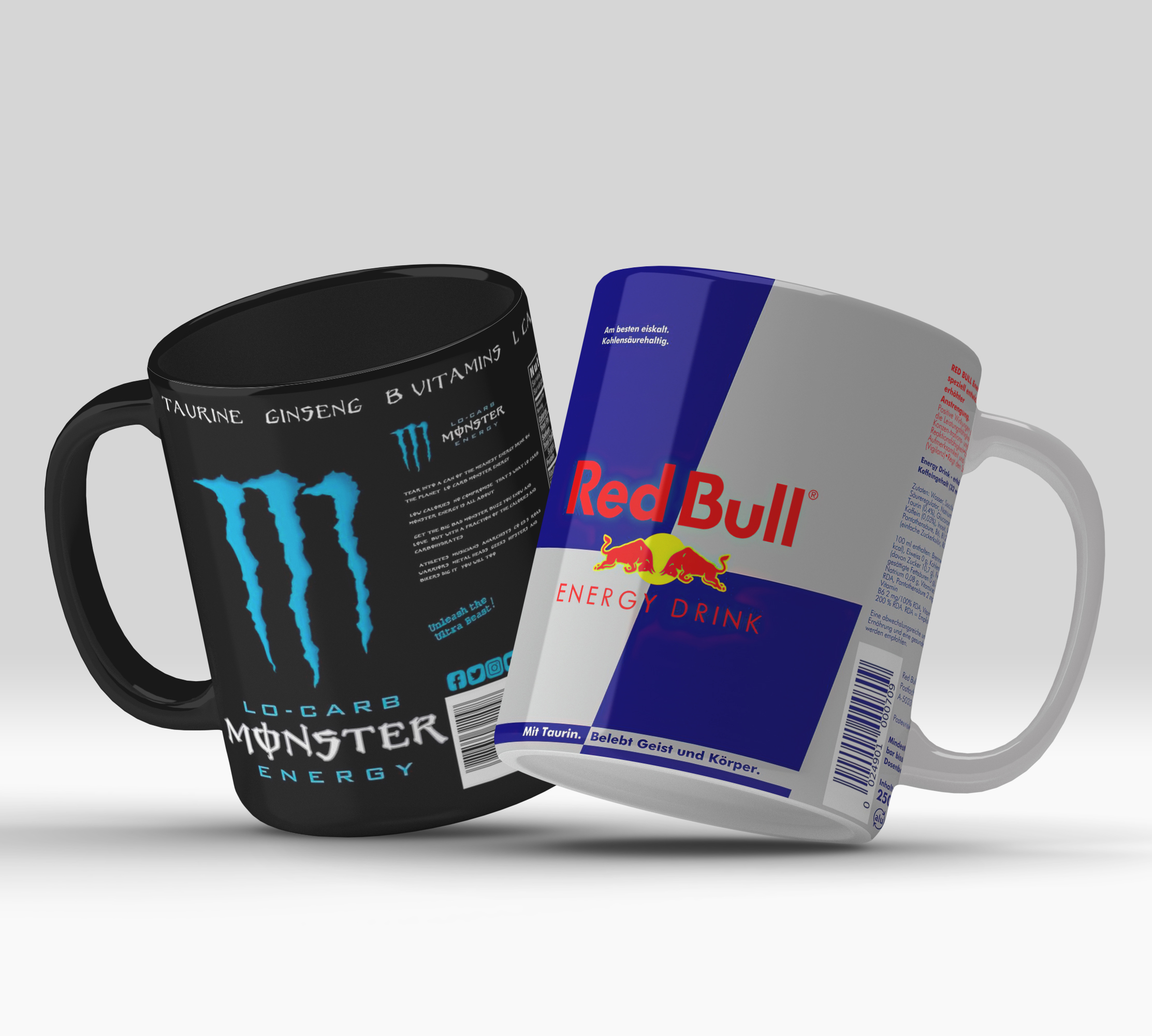 Caneca Monster e Red Bull
