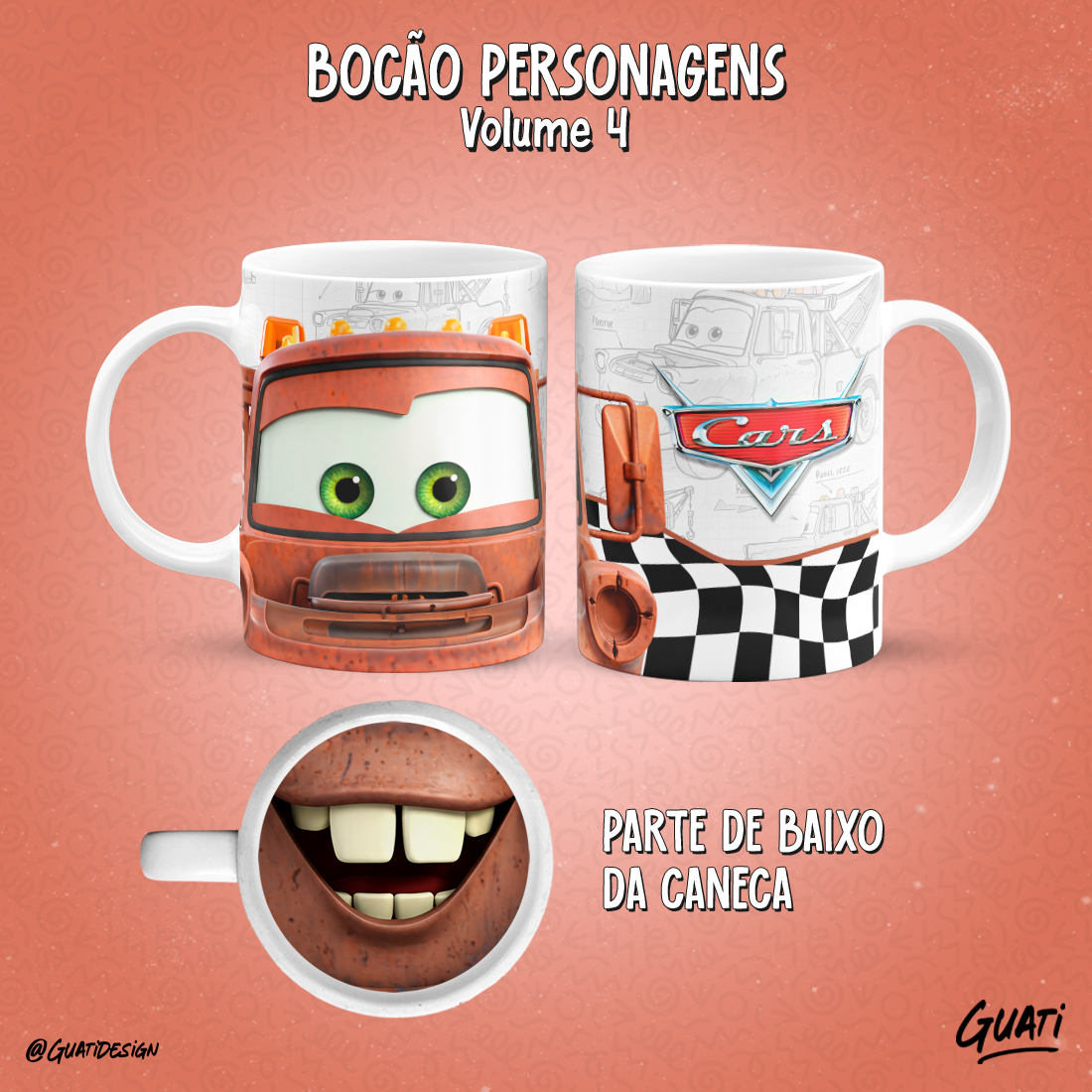 Caneca Bocão Personagem Cars