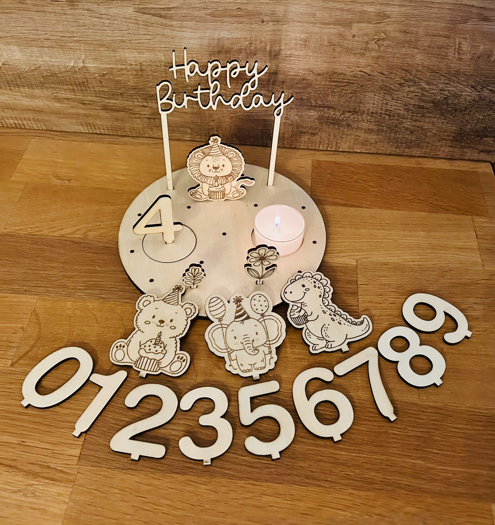 Geburtstagsteller aus Holz
