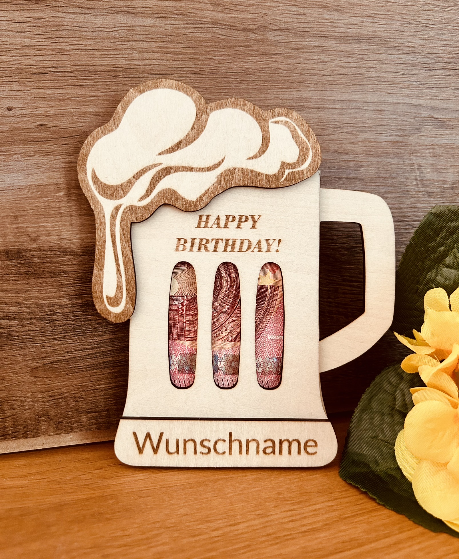 Holz-Bierkrug Geldgeschenk