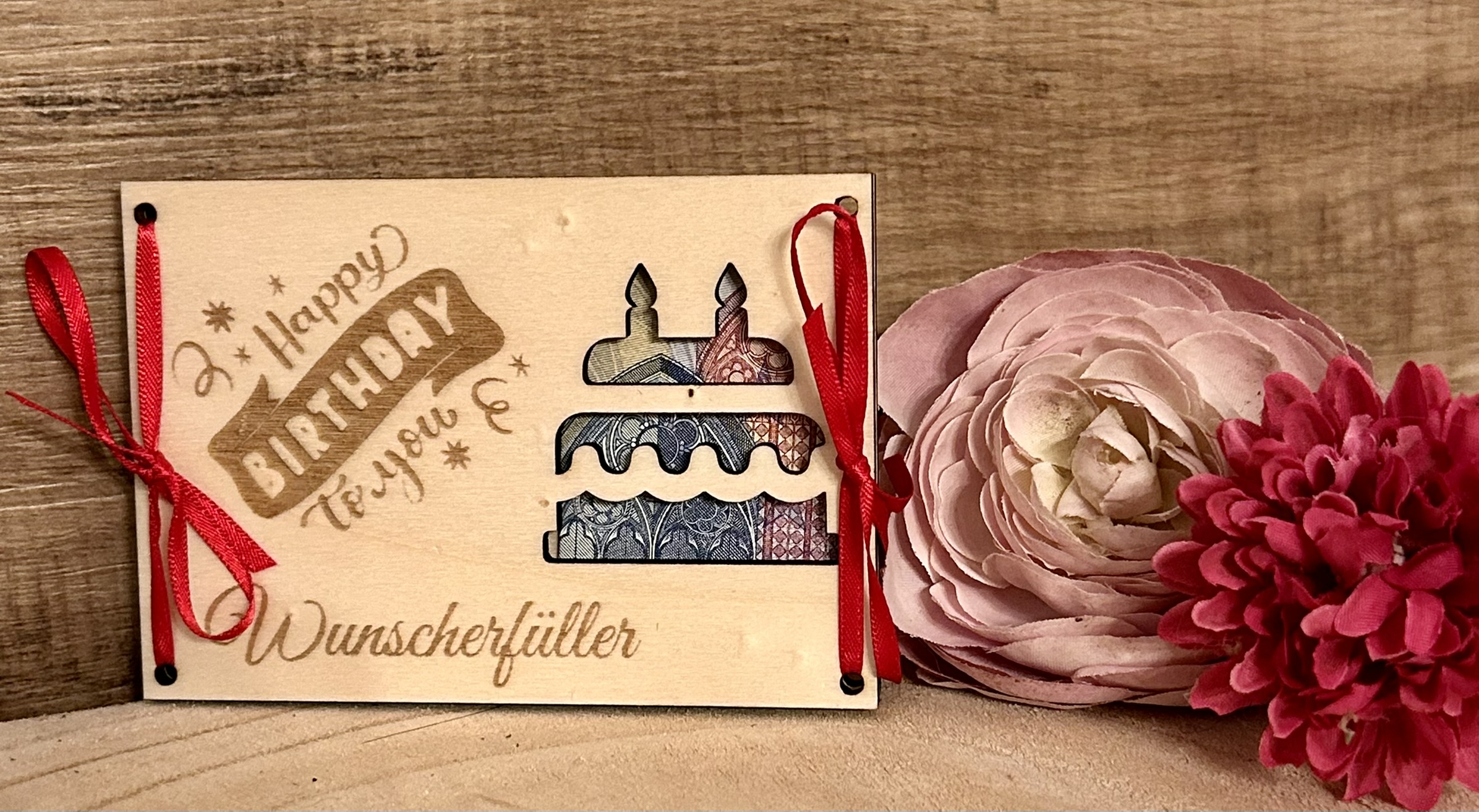  Personalisierte Geschenkarte aus Holz