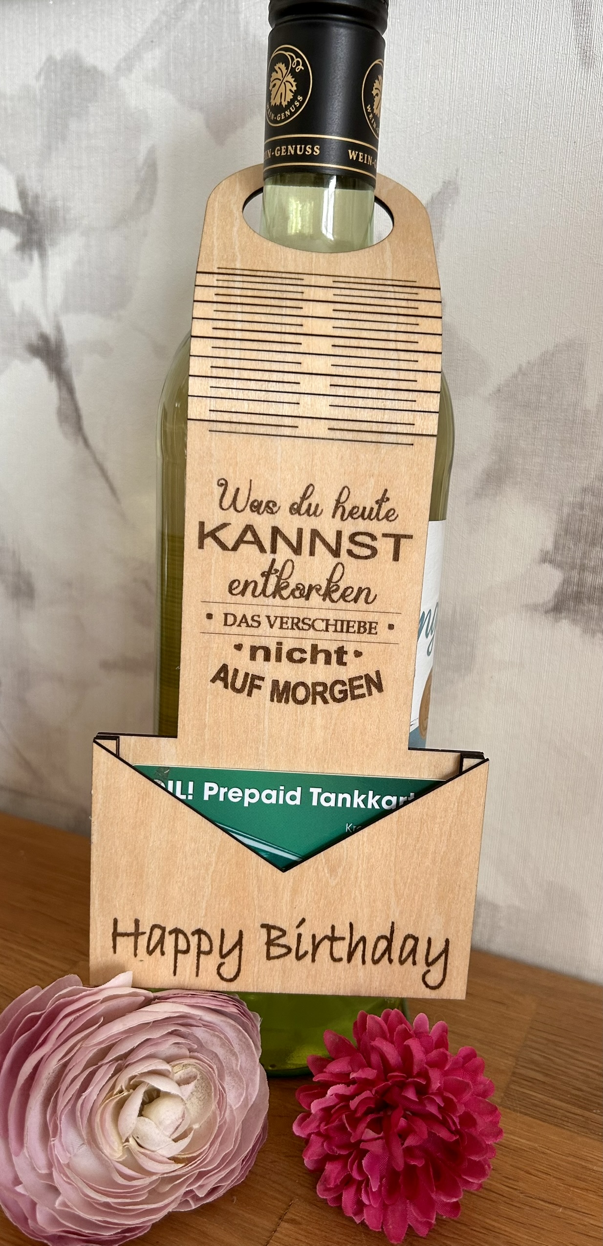  Holzgeschenkanhänger für Flaschen