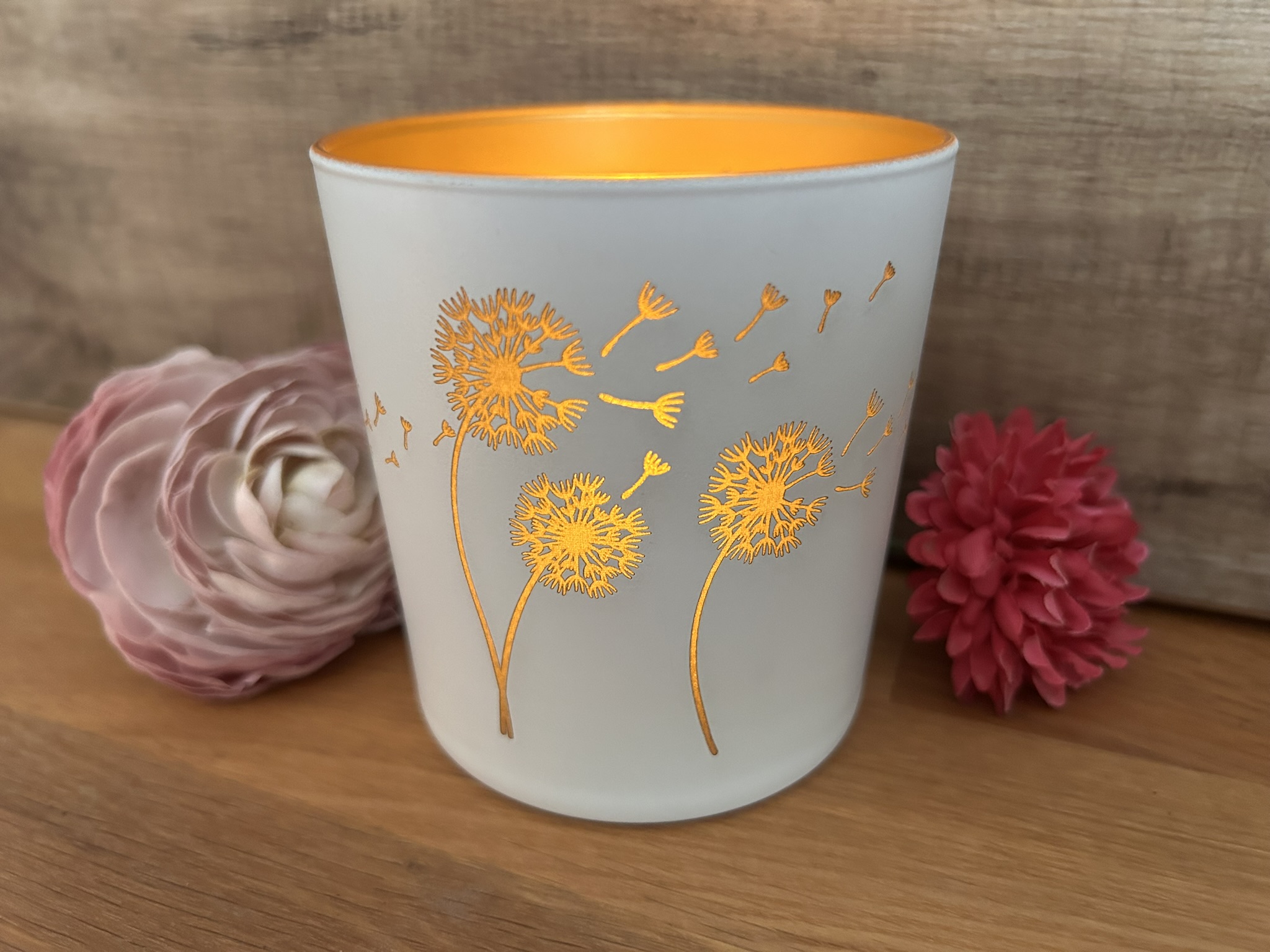 Kerzenglas weiß/gold