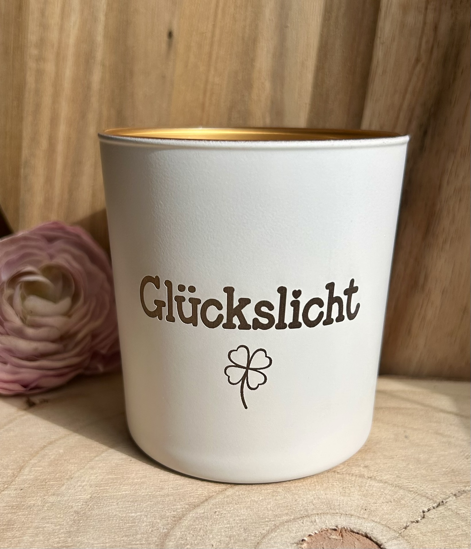 Kerzenglas weiß/gold