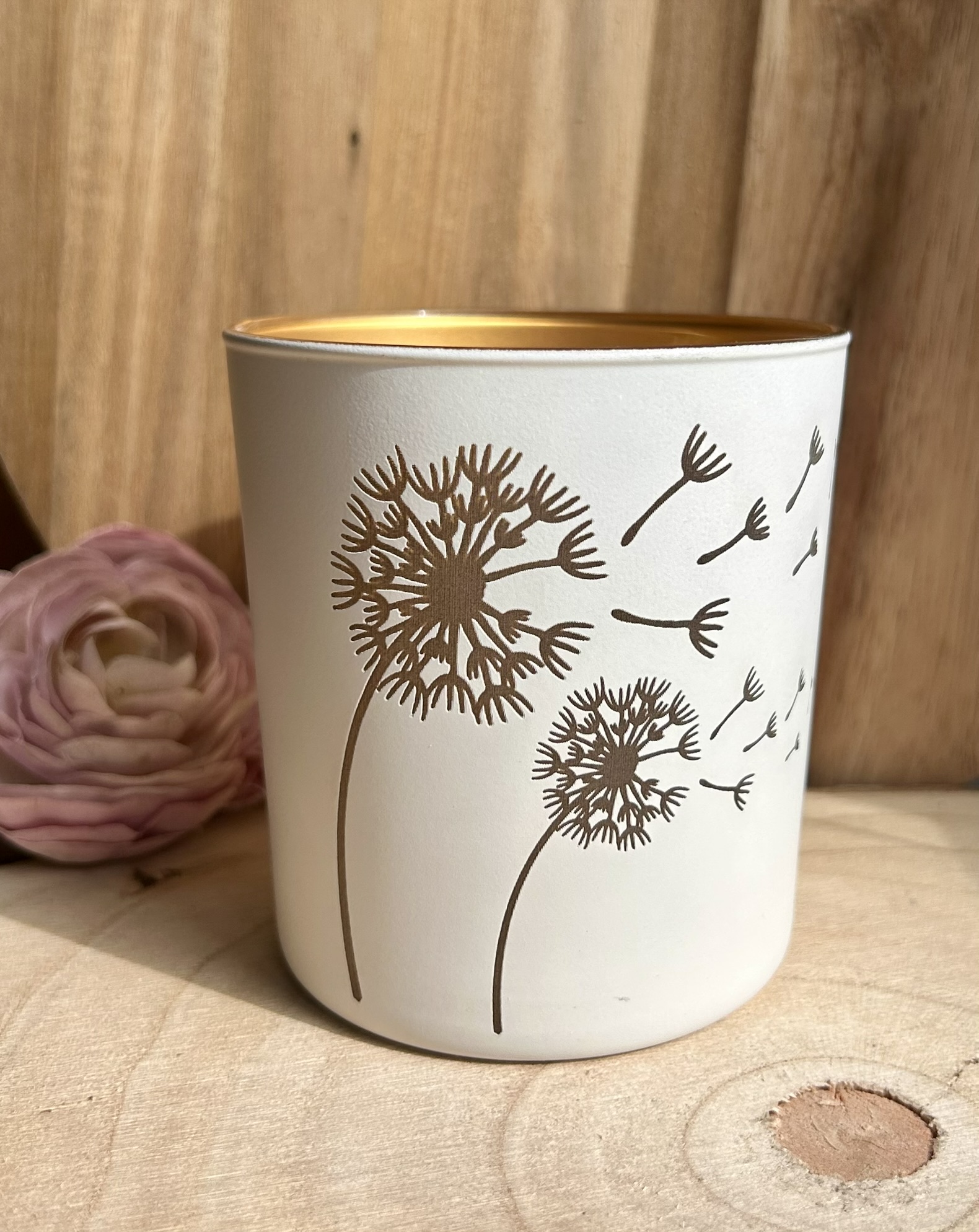 Kerzenglas weiß/gold