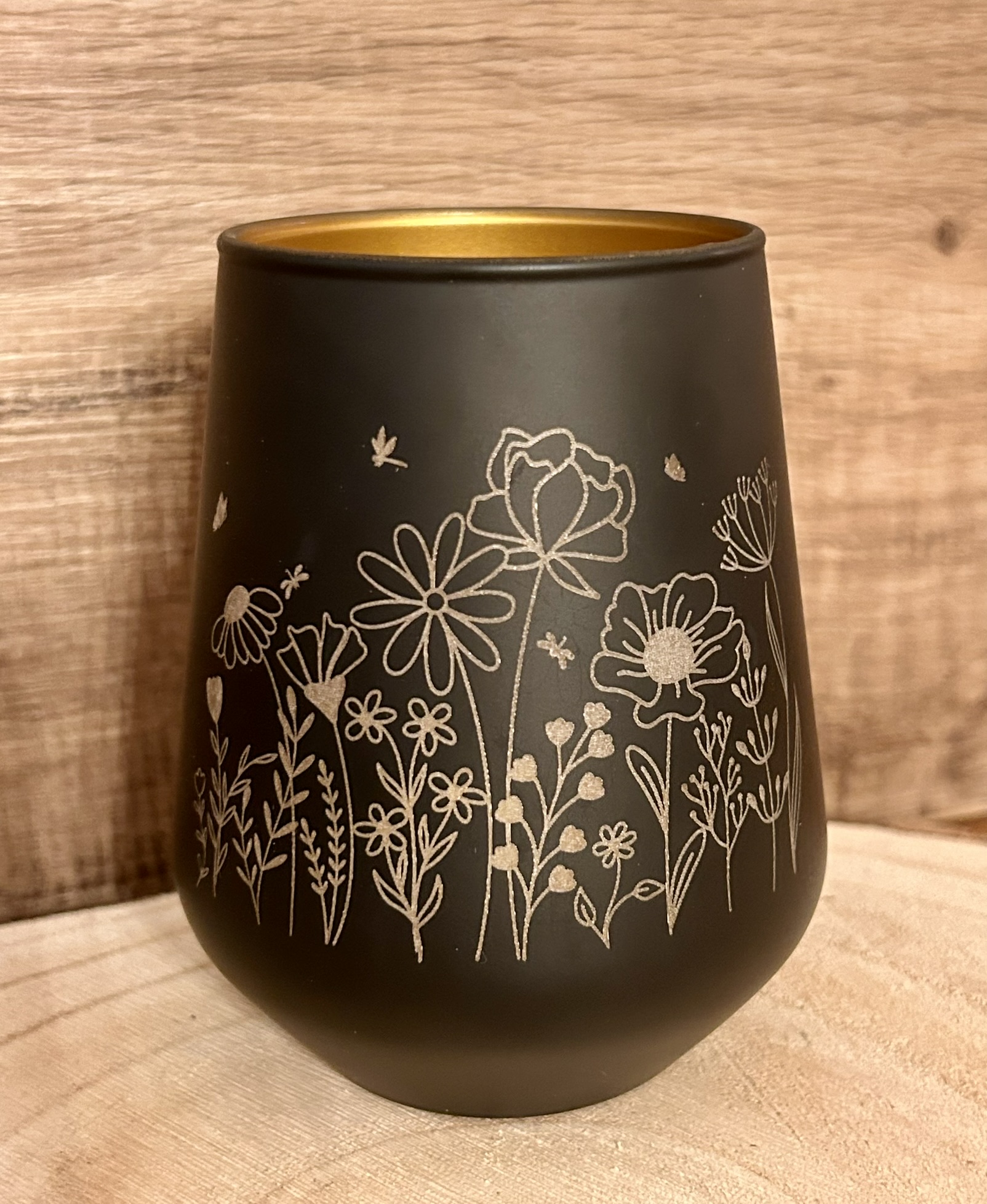 Kerzenglas schwarz/gold, auch personalisiert