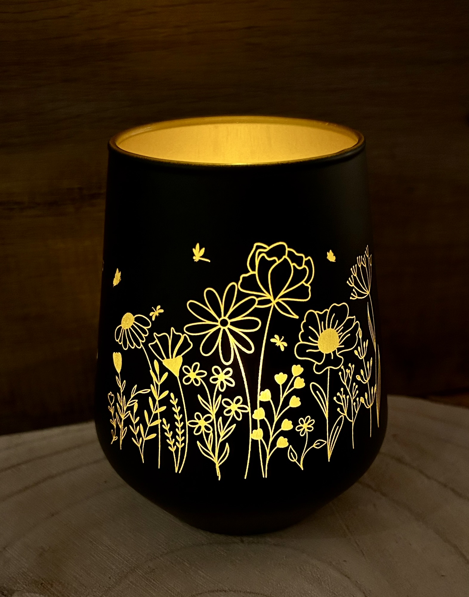 Kerzenglas schwarz/gold, auch personalisiert