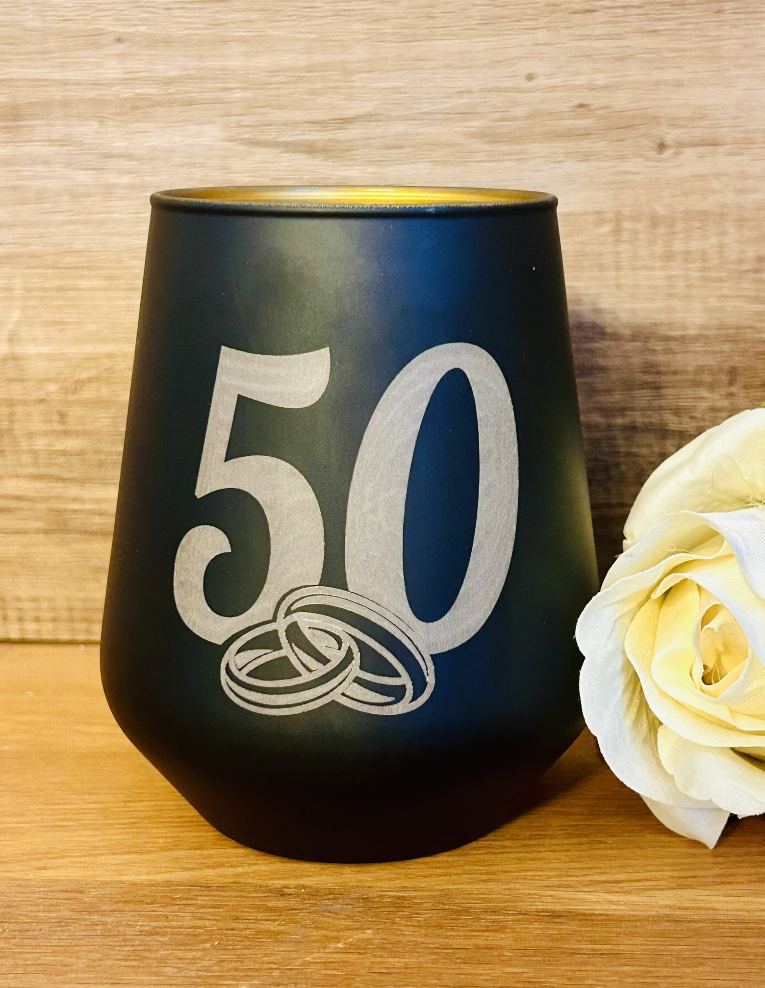 Kerzenglas schwarz/gold, auch personalisiert