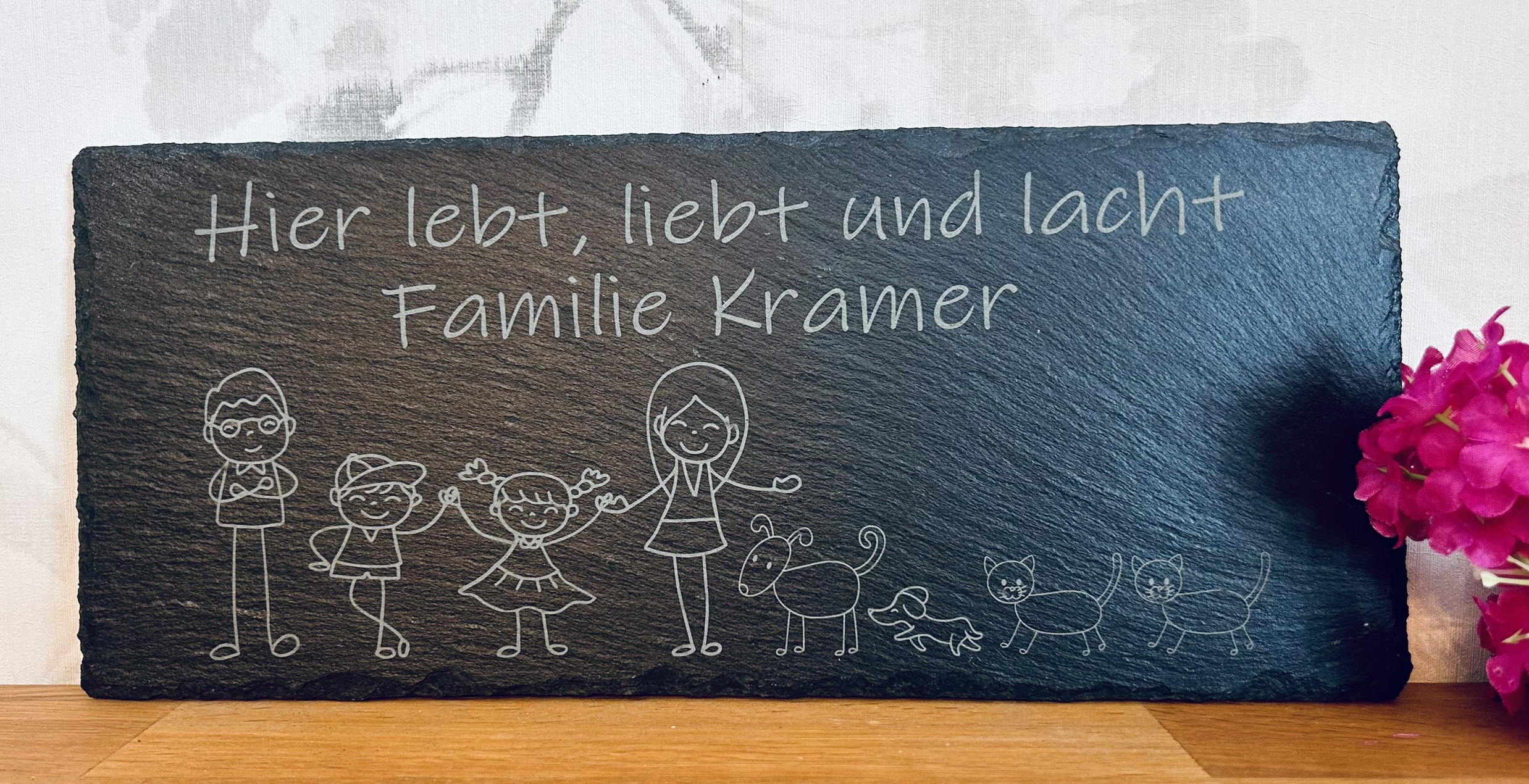 Personalisierte Familienschild aus Schiefer groß