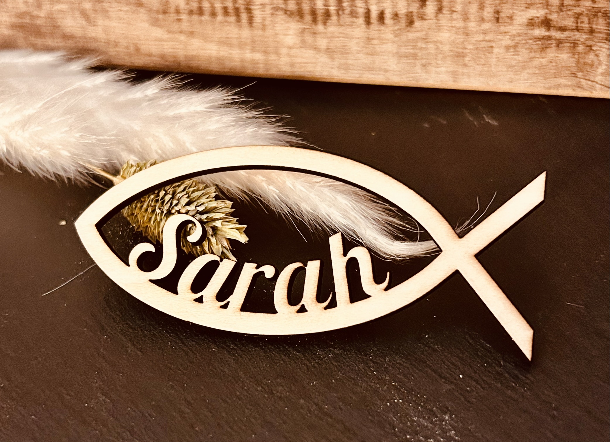 Tischdeko Fisch mit Namen