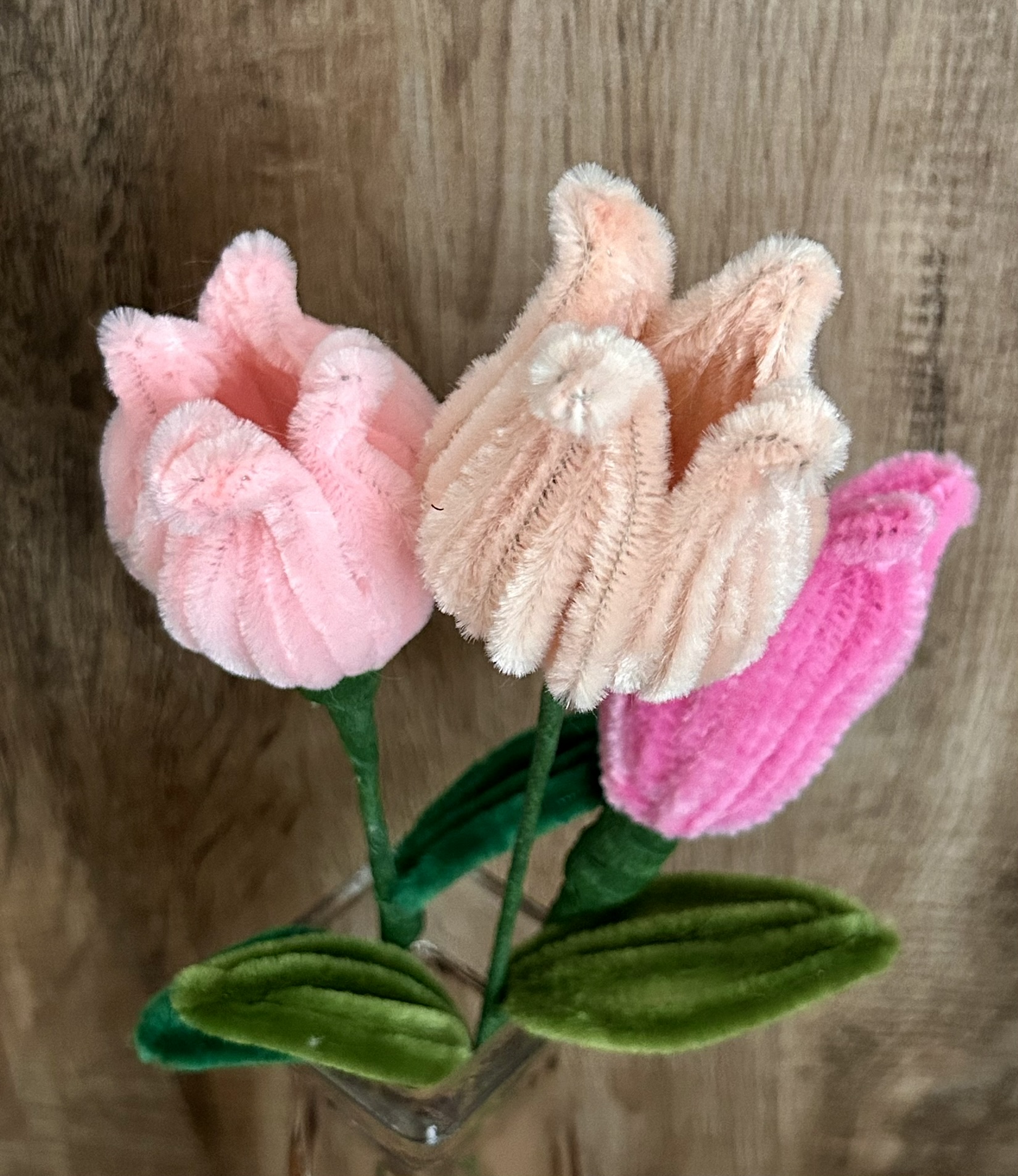 Handgefertigte Tulpen aus Chenilledraht