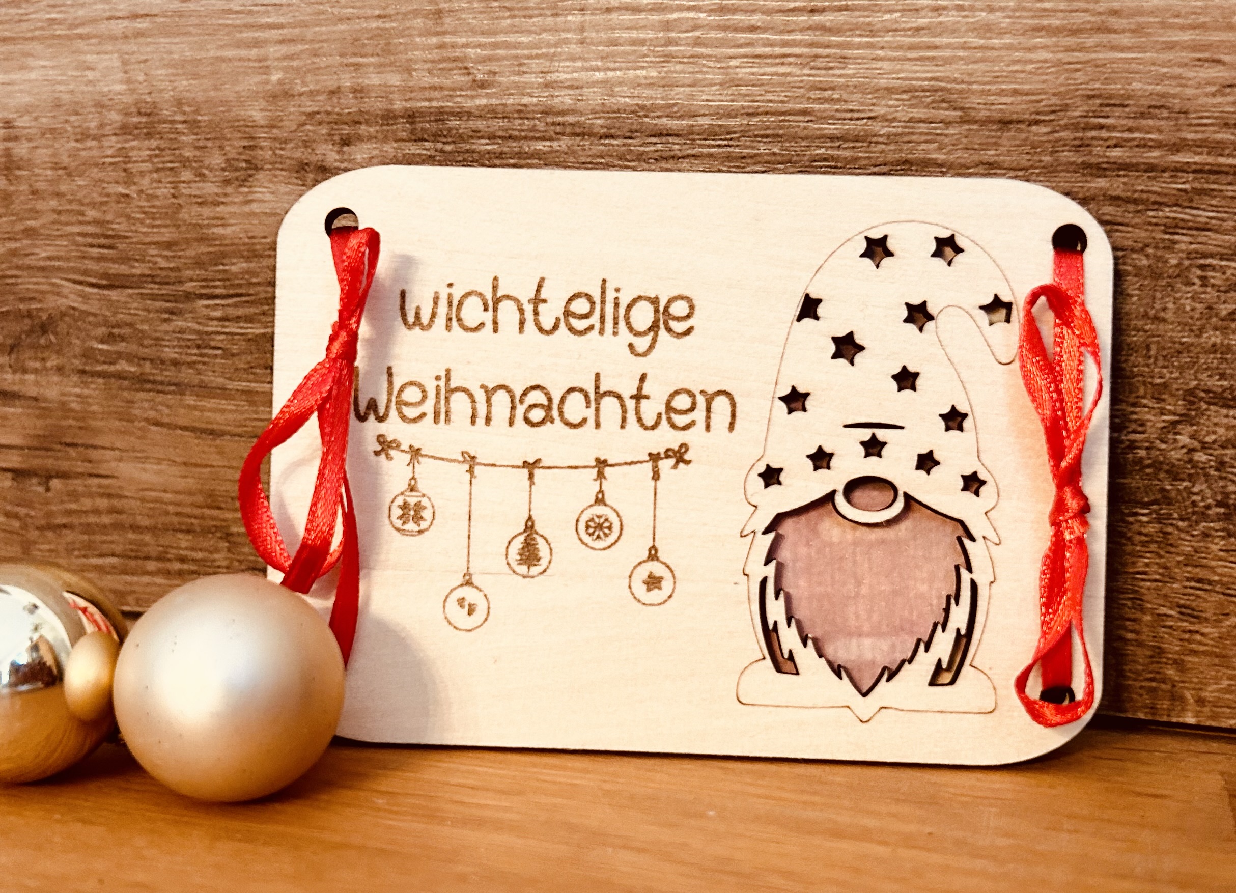 Weihnachtliche Geld-Gutschein-Karte aus Holz