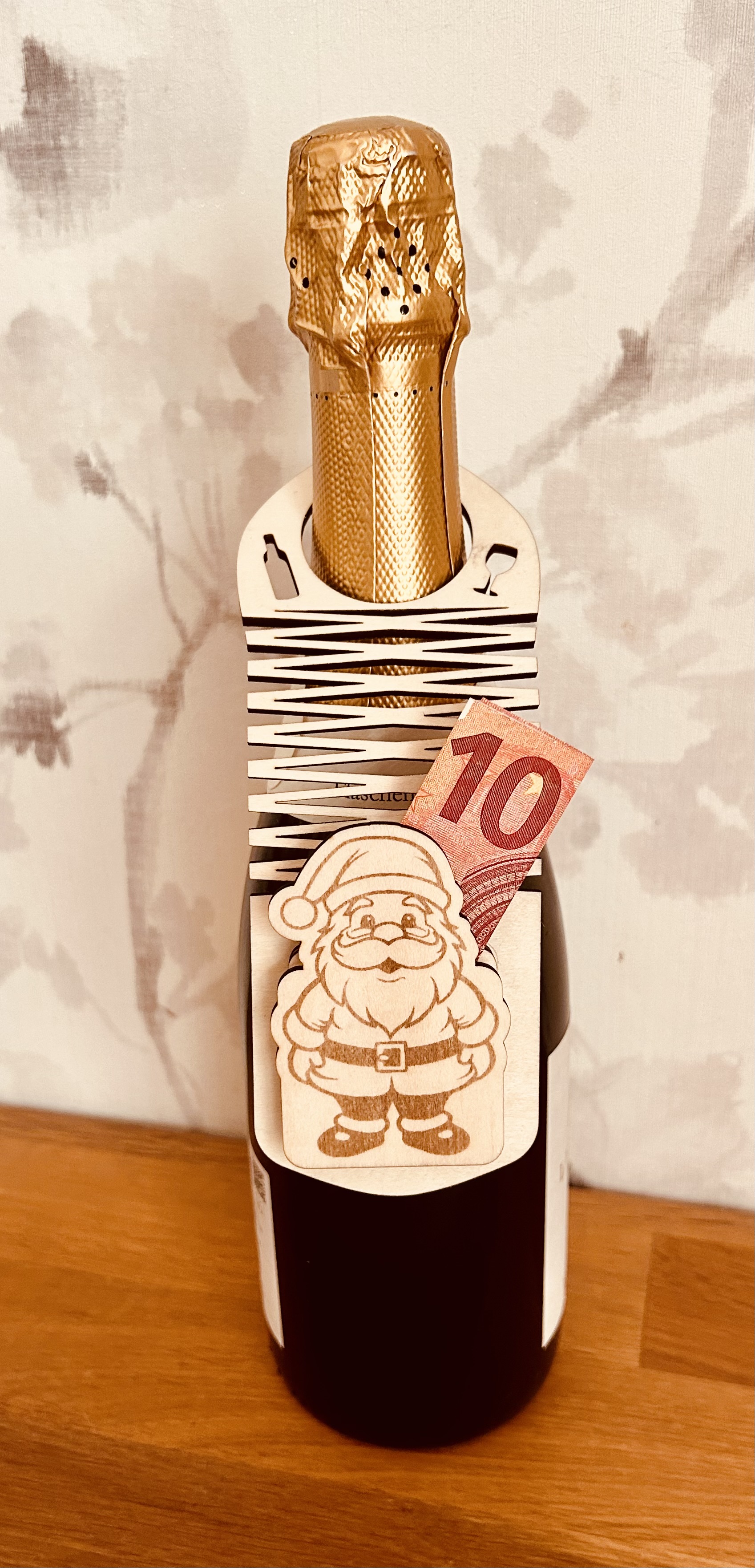 Flaschenanhänger mit Weihnachtsgruß