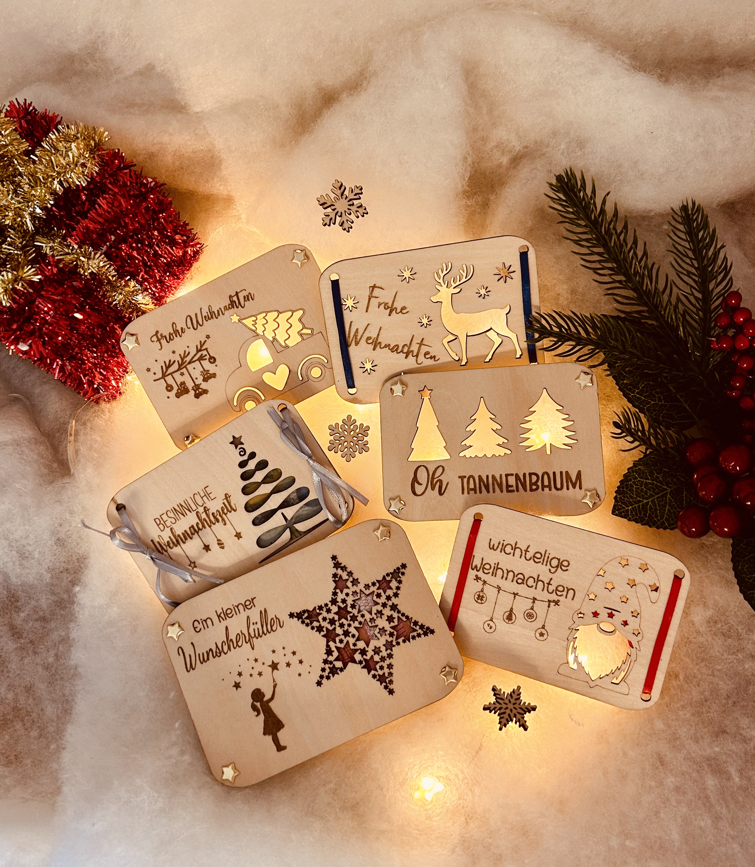 Weihnachtliche Geld-Gutschein-Karte aus Holz