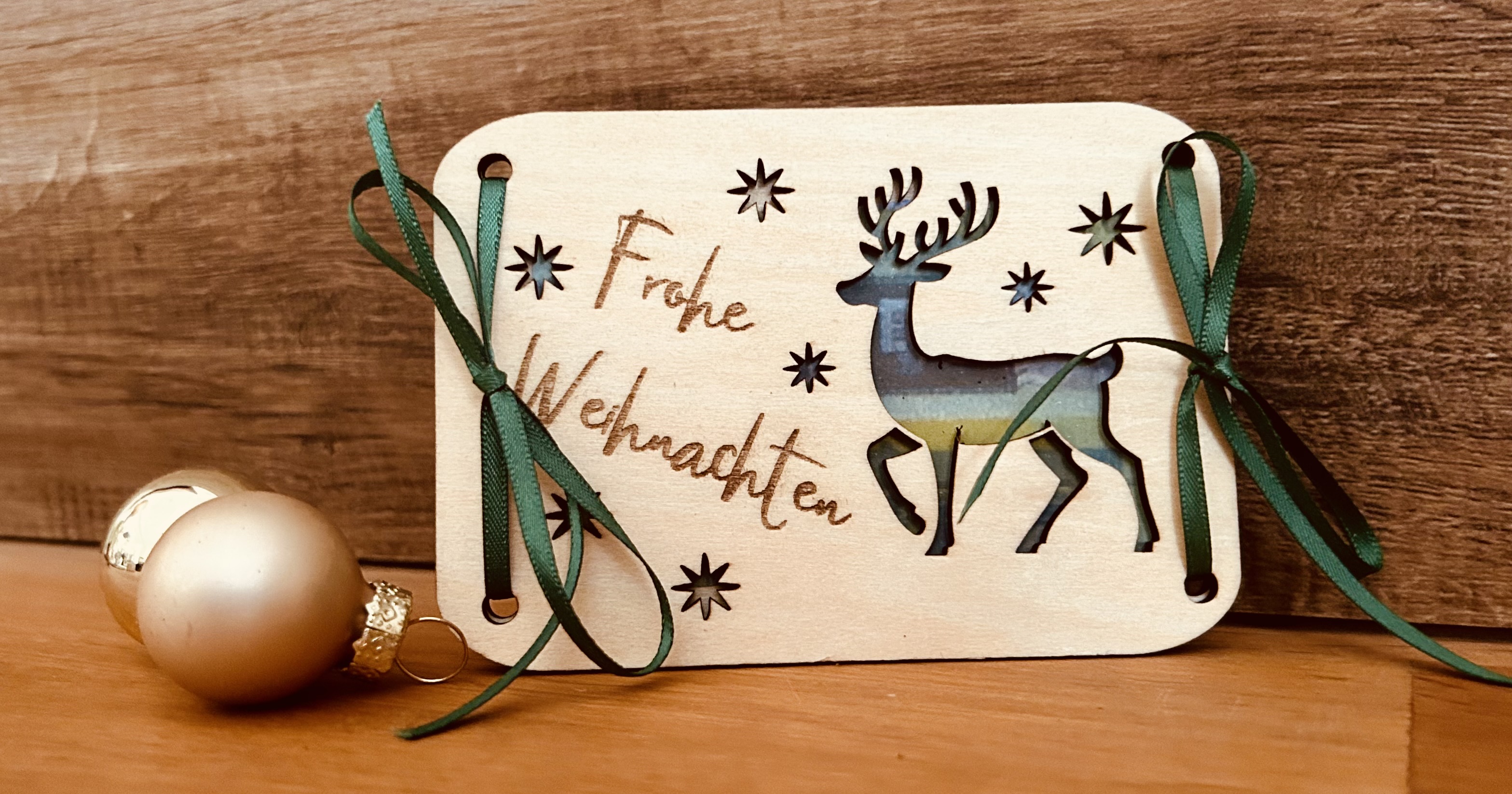 Weihnachtliche Geld-Gutschein-Karte aus Holz
