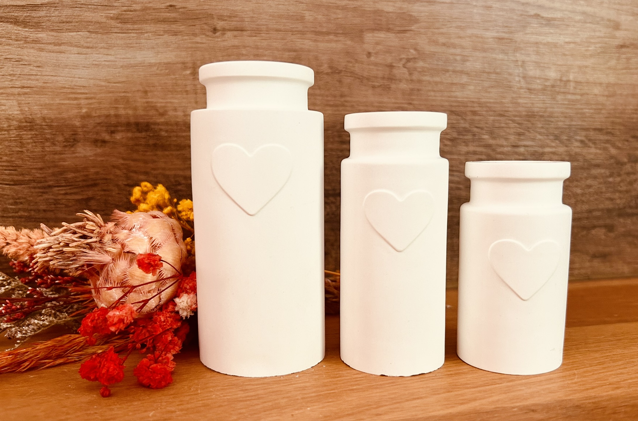 Mini-Vasen mit Herzmotiv 