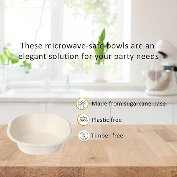 4 Inch Bagasse Square Bowls [ Pack Of 50 ]