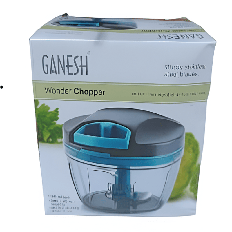 Plastic Handy Vegetable & Fruit Chopper – Sky Blue, 12.5x12.5x10 cm, Easy Manual Chopping for Kitchen