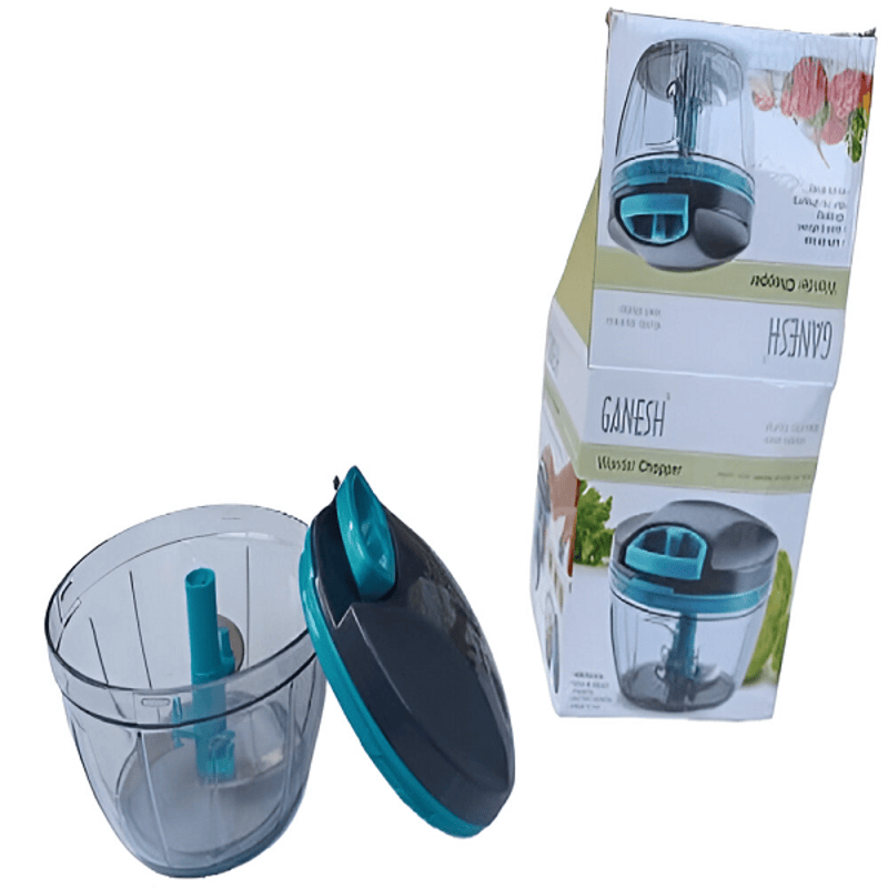 Plastic Handy Vegetable & Fruit Chopper – Sky Blue, 12.5x12.5x10 cm, Easy Manual Chopping for Kitchen
