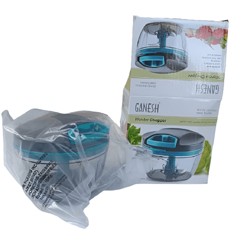 Plastic Handy Vegetable & Fruit Chopper – Sky Blue, 12.5x12.5x10 cm, Easy Manual Chopping for Kitchen