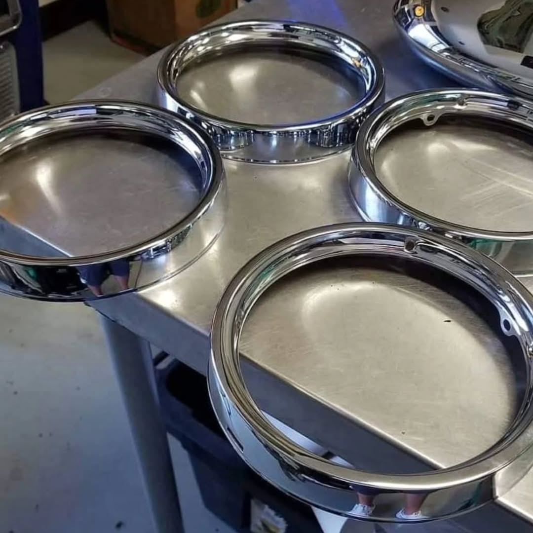 1964 Impala Triple Chrome Original Headlight Bezels – $450