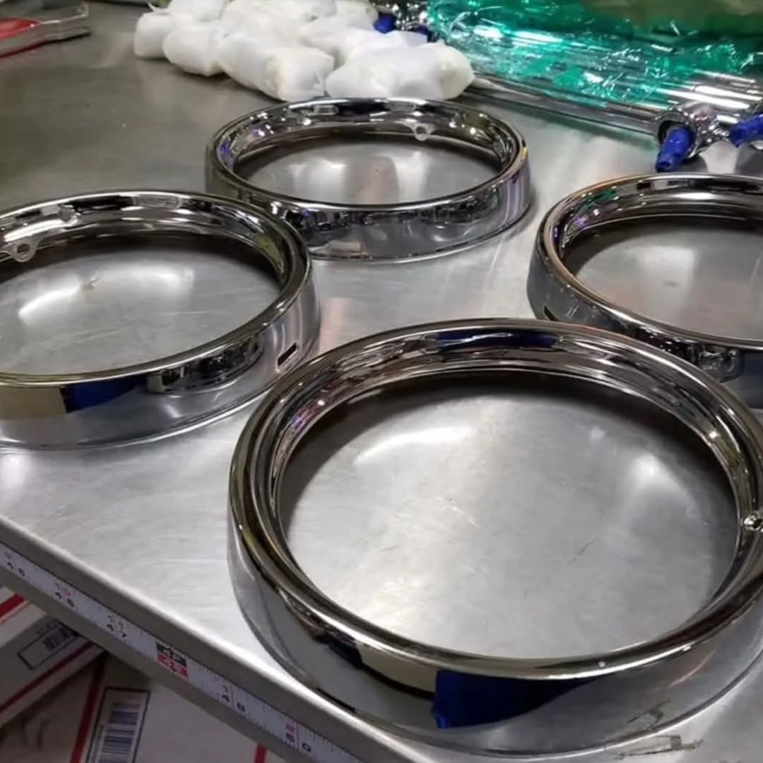 1964 Impala Triple Chrome Original Headlight Bezels – $450