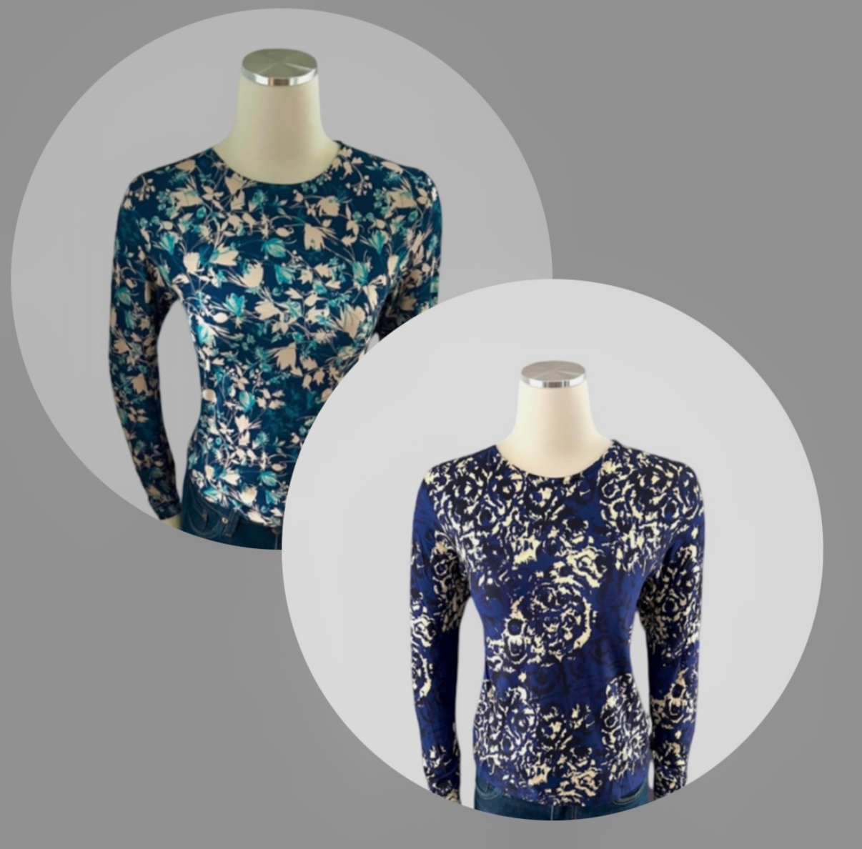 Navy Ivory Printed Floral + Leaf
