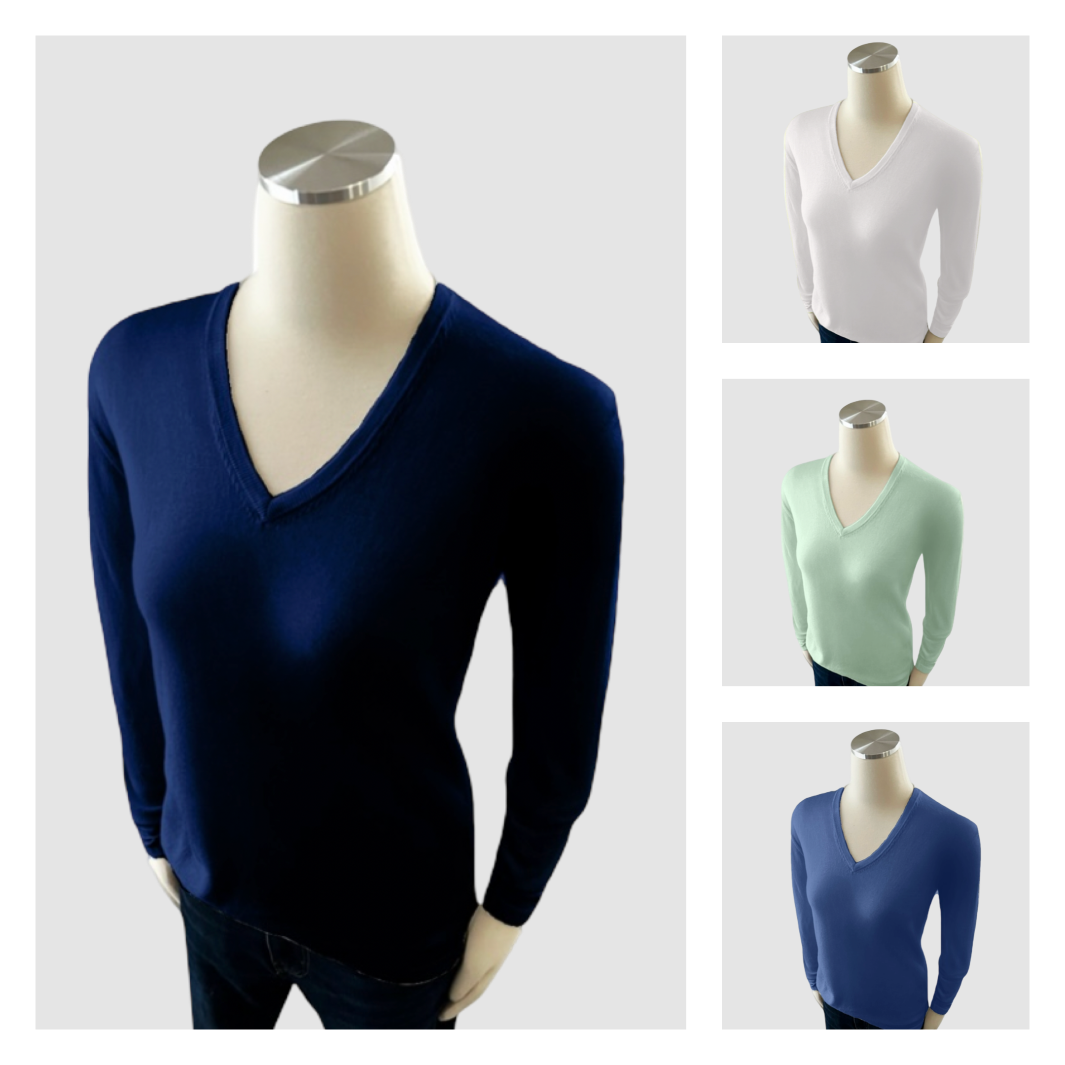 Super Fine Silk/Cotton Knit V Neck Sweater 