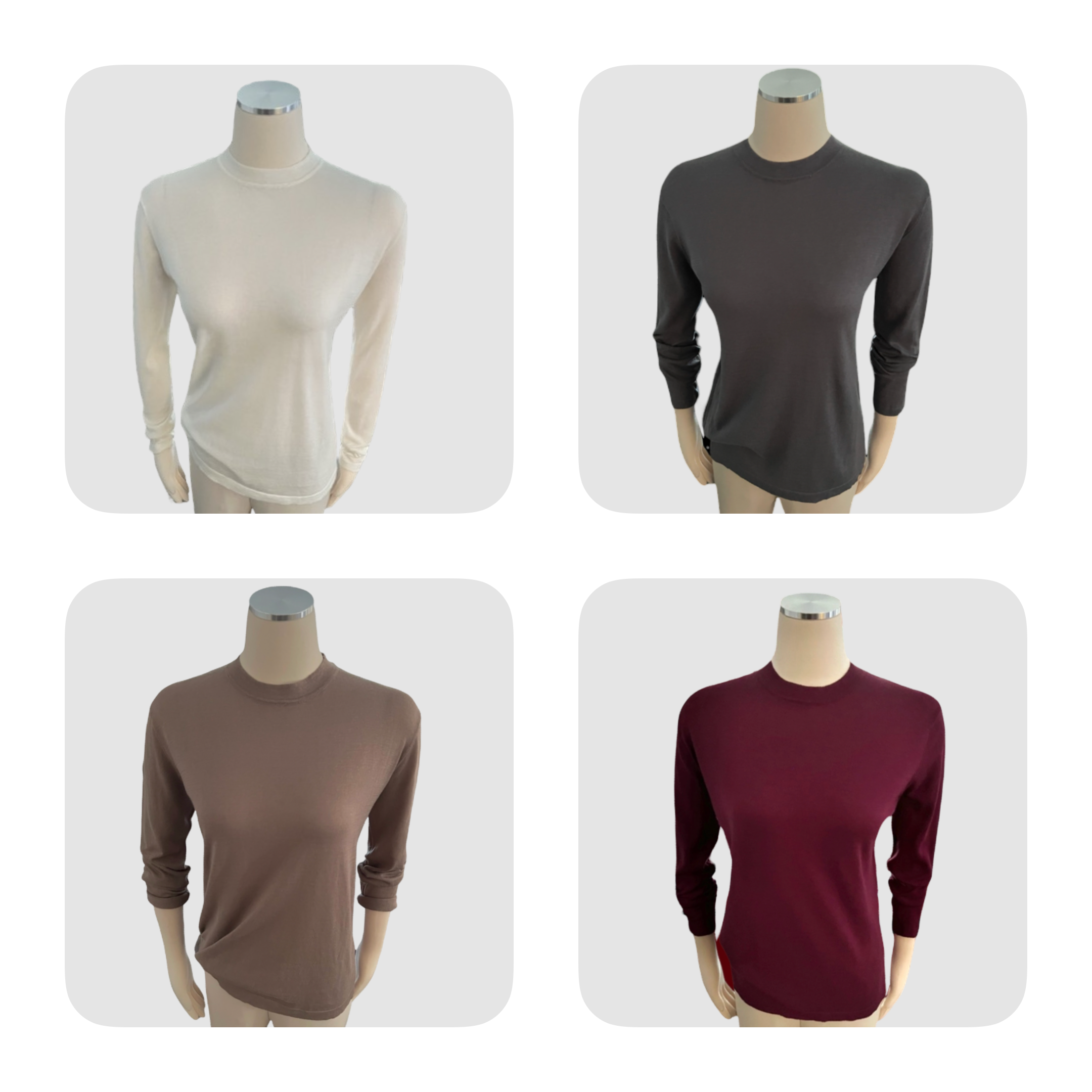 Super Fine High Neck Silk/Cotton Knit Sweater